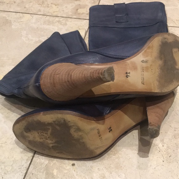 navy blue Italian leather boots - Picture 2 of 3